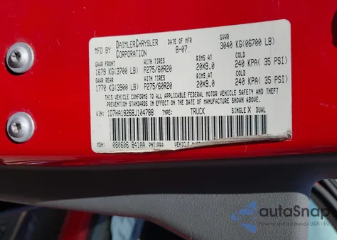 2008 Dodge Ram 1500 Slt from USA, damaged, VIN 1D7HA18268J104788